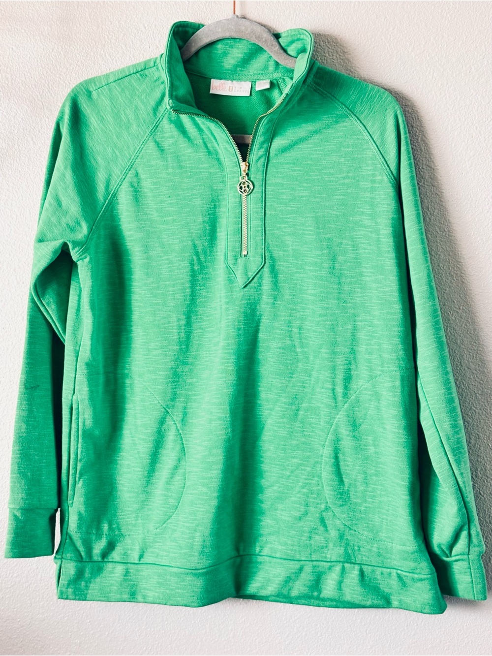 belle by Kim Gravel Kelly Green Quarter-Zip Pullover